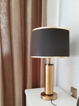 Jaspar Gold Metal Desk Lamp with Elegant Fabric Shade for Modern Home Office and Bedroom