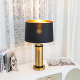 Jaspar Gold Metal Desk Lamp with Elegant Fabric Shade for Modern Home Office and Bedroom