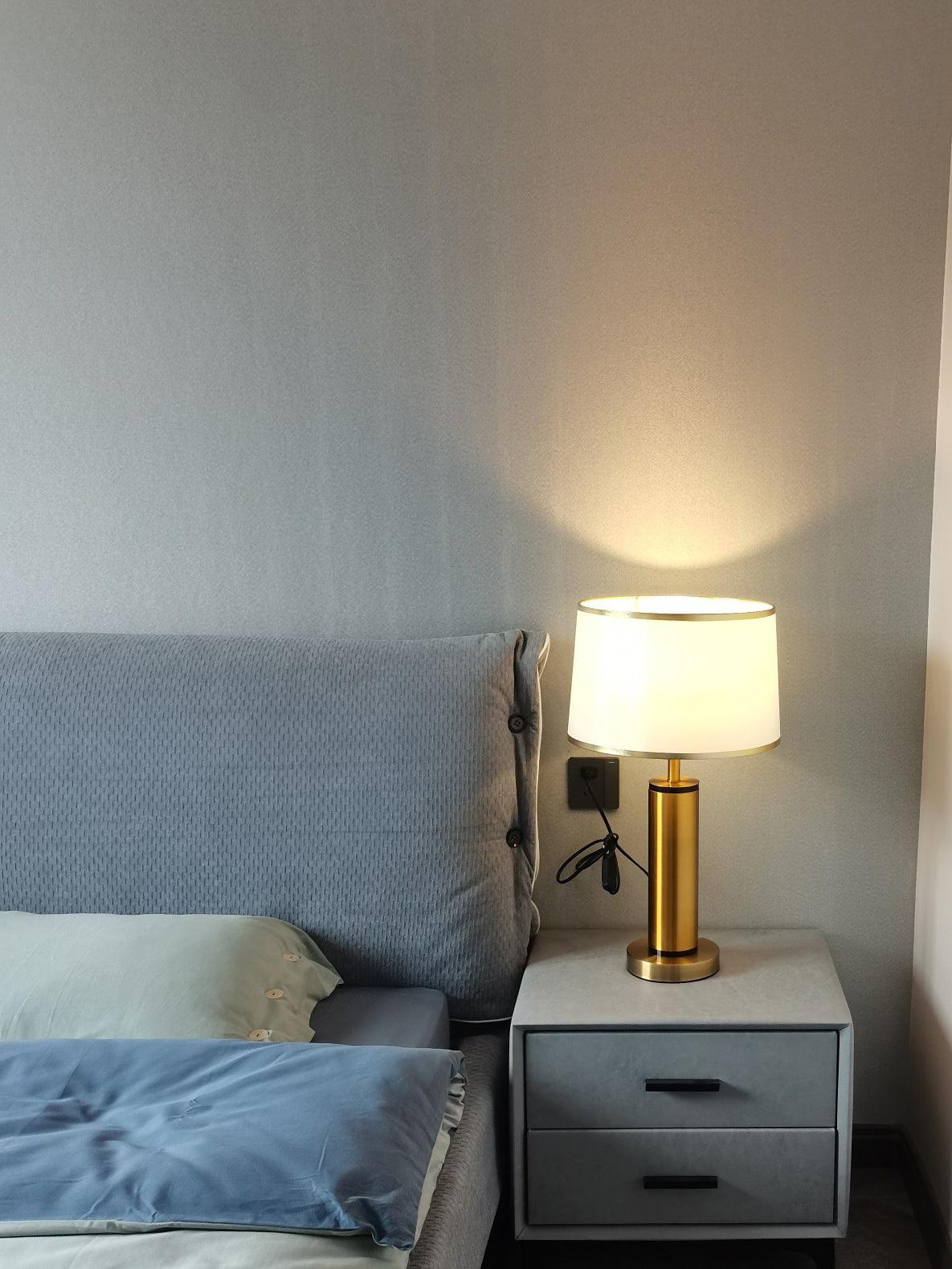 Jaspar Gold Metal Desk Lamp with Elegant Fabric Shade for Modern Home Office and Bedroom