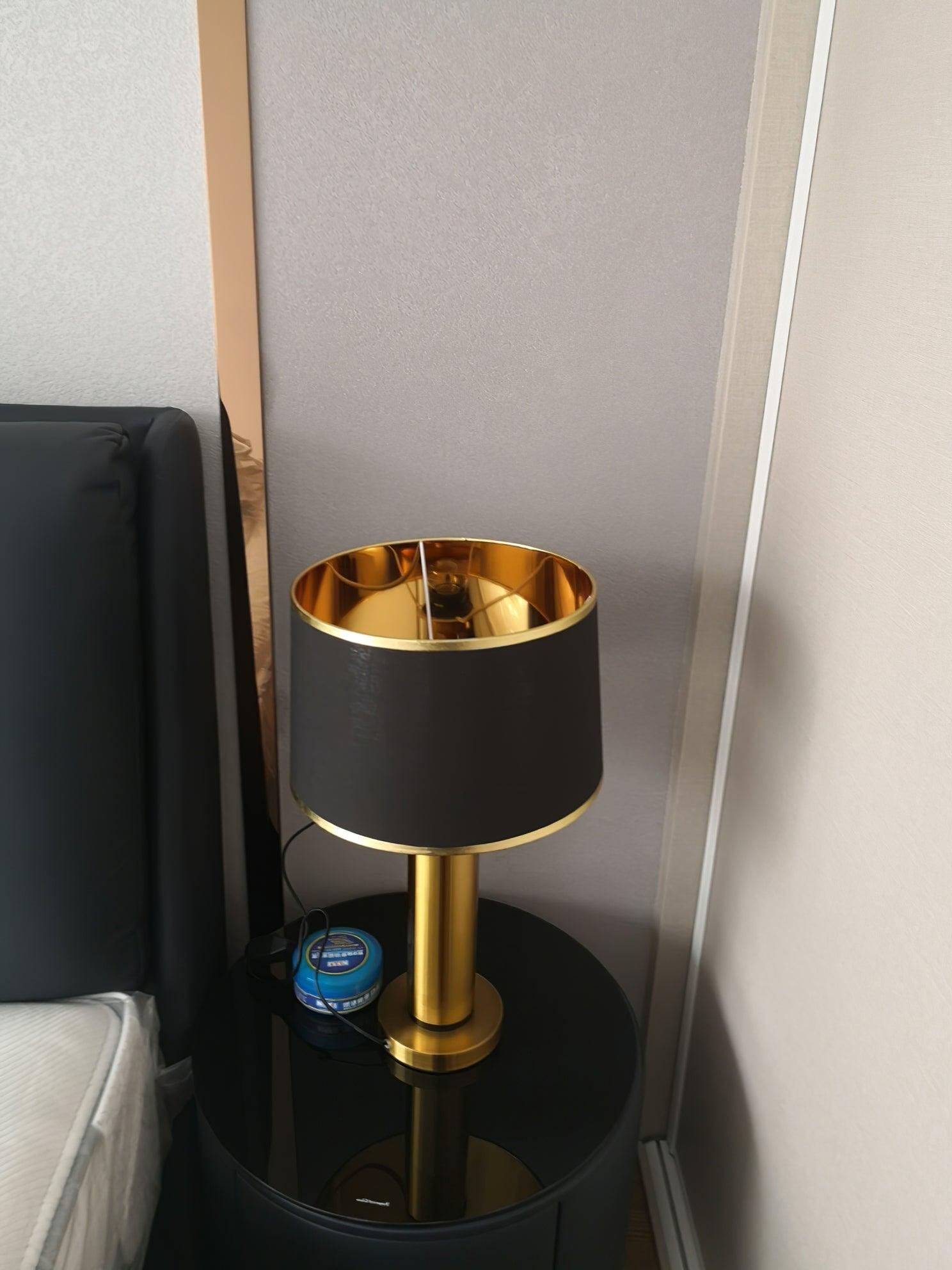Jaspar Gold Metal Desk Lamp with Elegant Fabric Shade for Modern Home Office and Bedroom