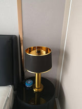 Jaspar Gold Metal Desk Lamp with Elegant Fabric Shade for Modern Home Office and Bedroom