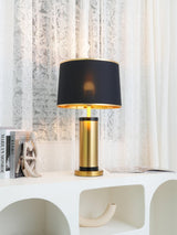 Jaspar Gold Metal Desk Lamp with Elegant Fabric Shade for Modern Home Office and Bedroom