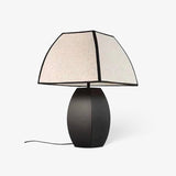 Javier Contemporary Black Metal Table Lamp with White Fabric Shade for Modern Home Decor