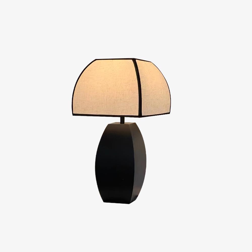 Javier Contemporary Black Metal Table Lamp with White Fabric Shade for Modern Home Decor