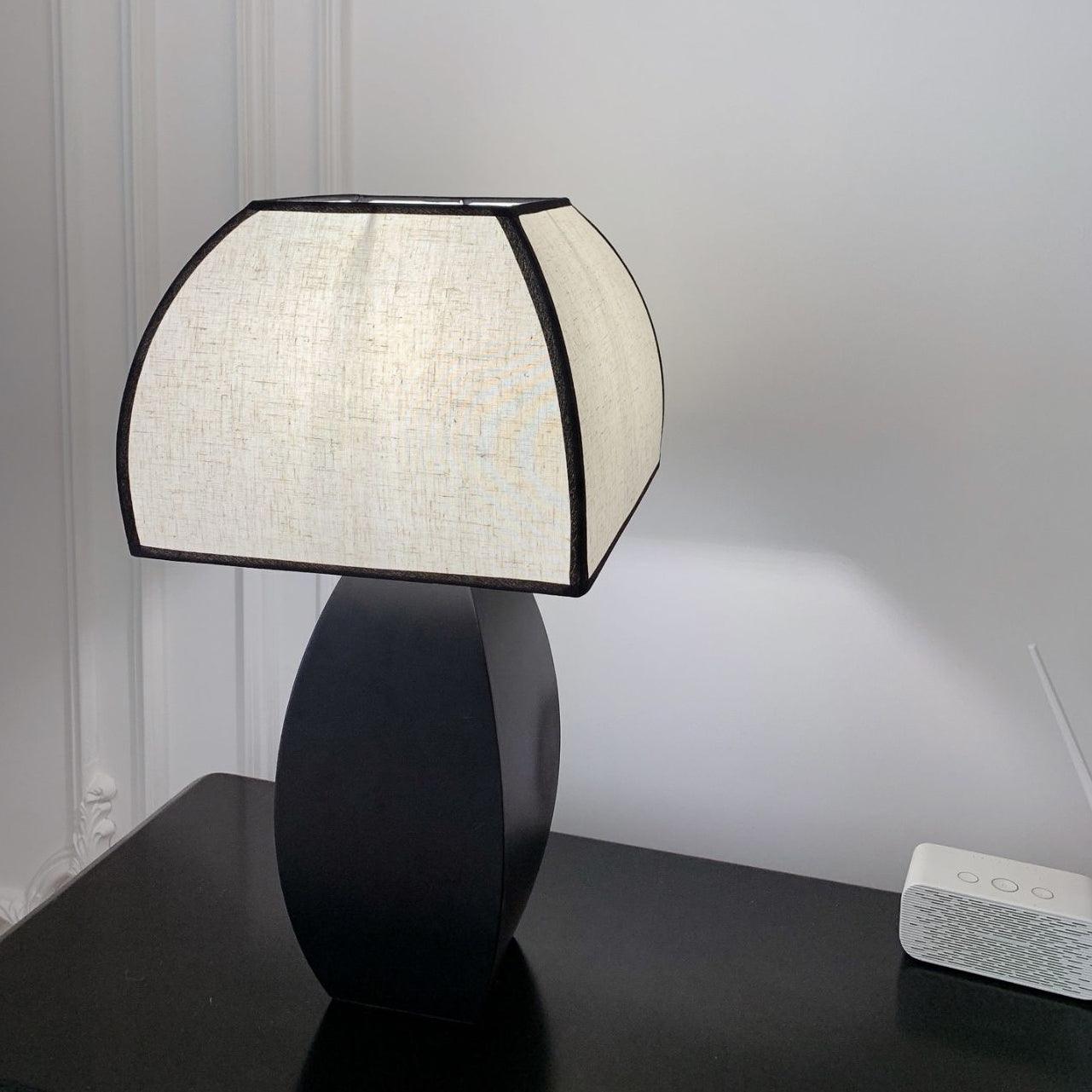 Javier Contemporary Black Metal Table Lamp with White Fabric Shade for Modern Home Decor