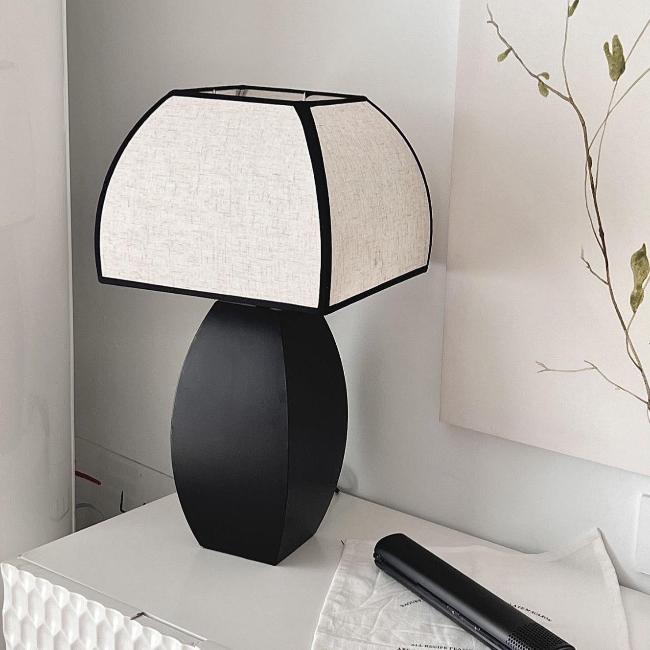 Javier Contemporary Black Metal Table Lamp with White Fabric Shade for Modern Home Decor