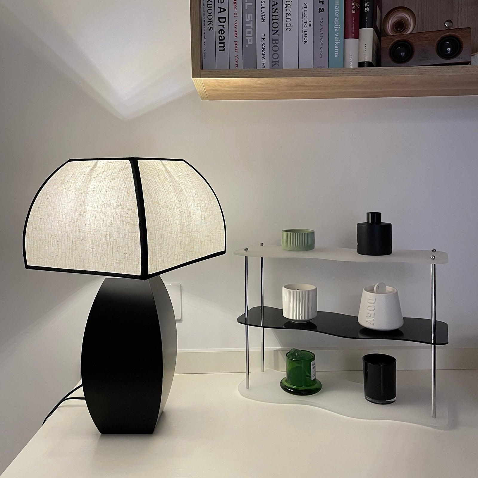 Javier Contemporary Black Metal Table Lamp with White Fabric Shade for Modern Home Decor