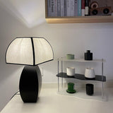 Javier Contemporary Black Metal Table Lamp with White Fabric Shade for Modern Home Decor