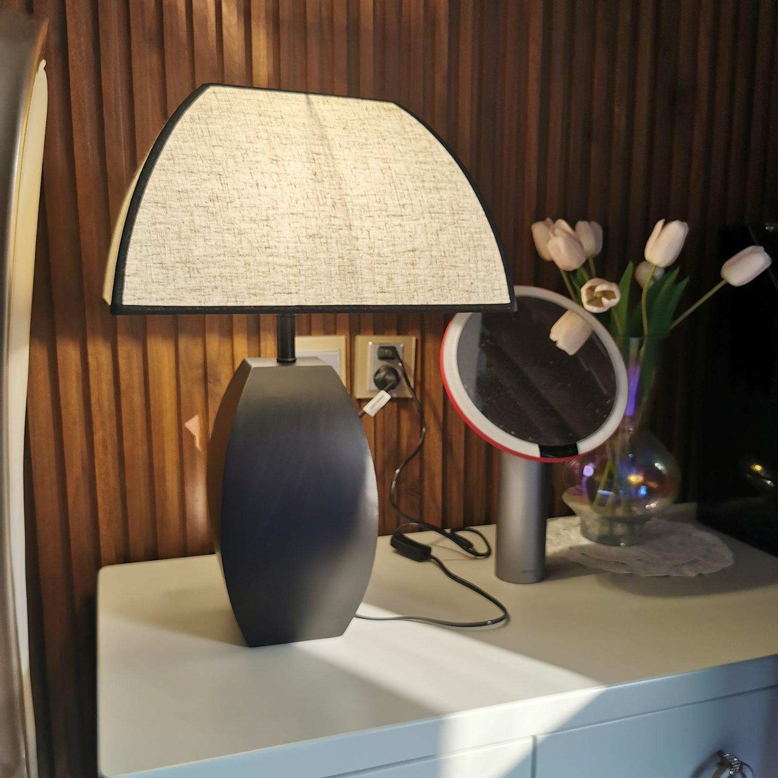 Javier Contemporary Black Metal Table Lamp with White Fabric Shade for Modern Home Decor