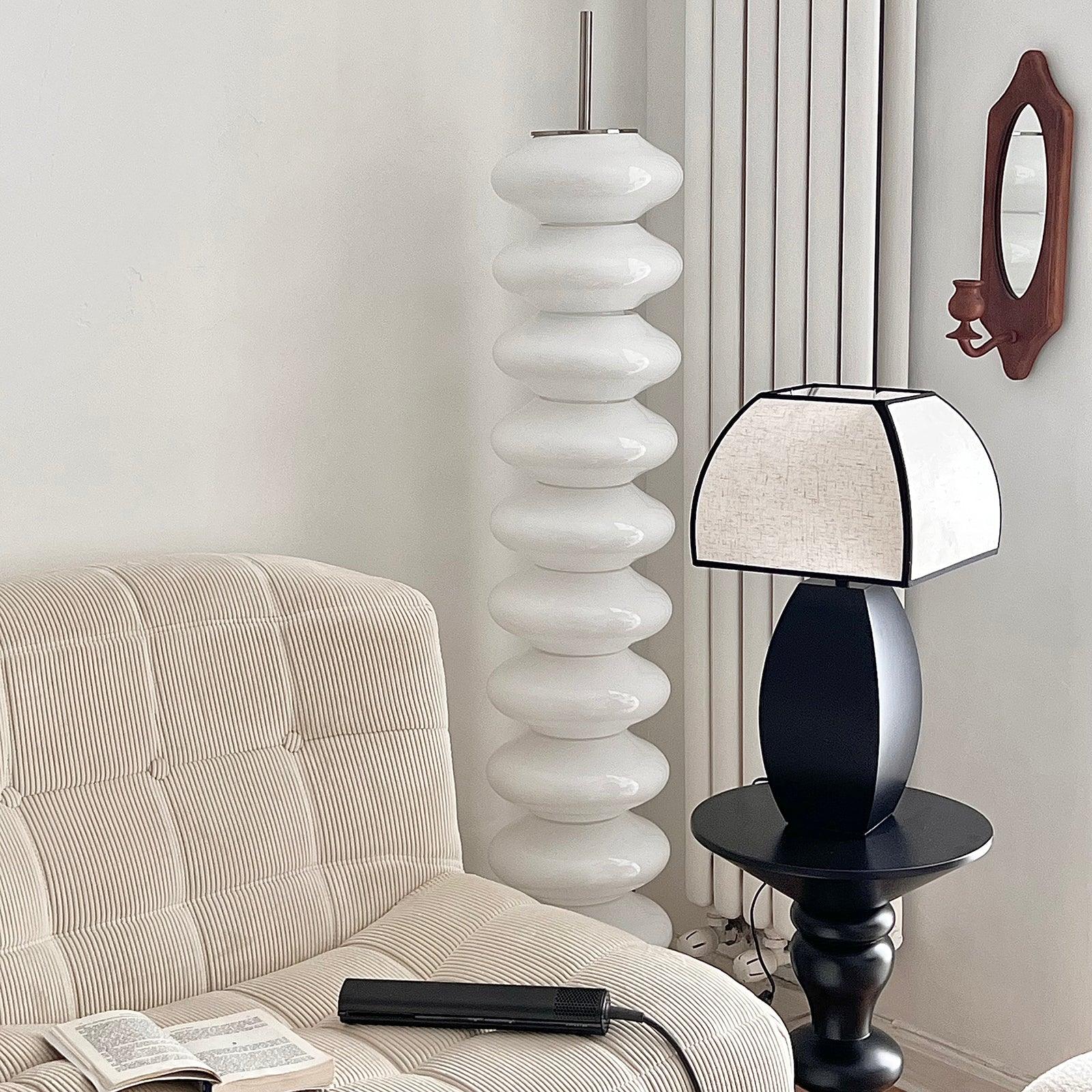 Javier Contemporary Black Metal Table Lamp with White Fabric Shade for Modern Home Decor