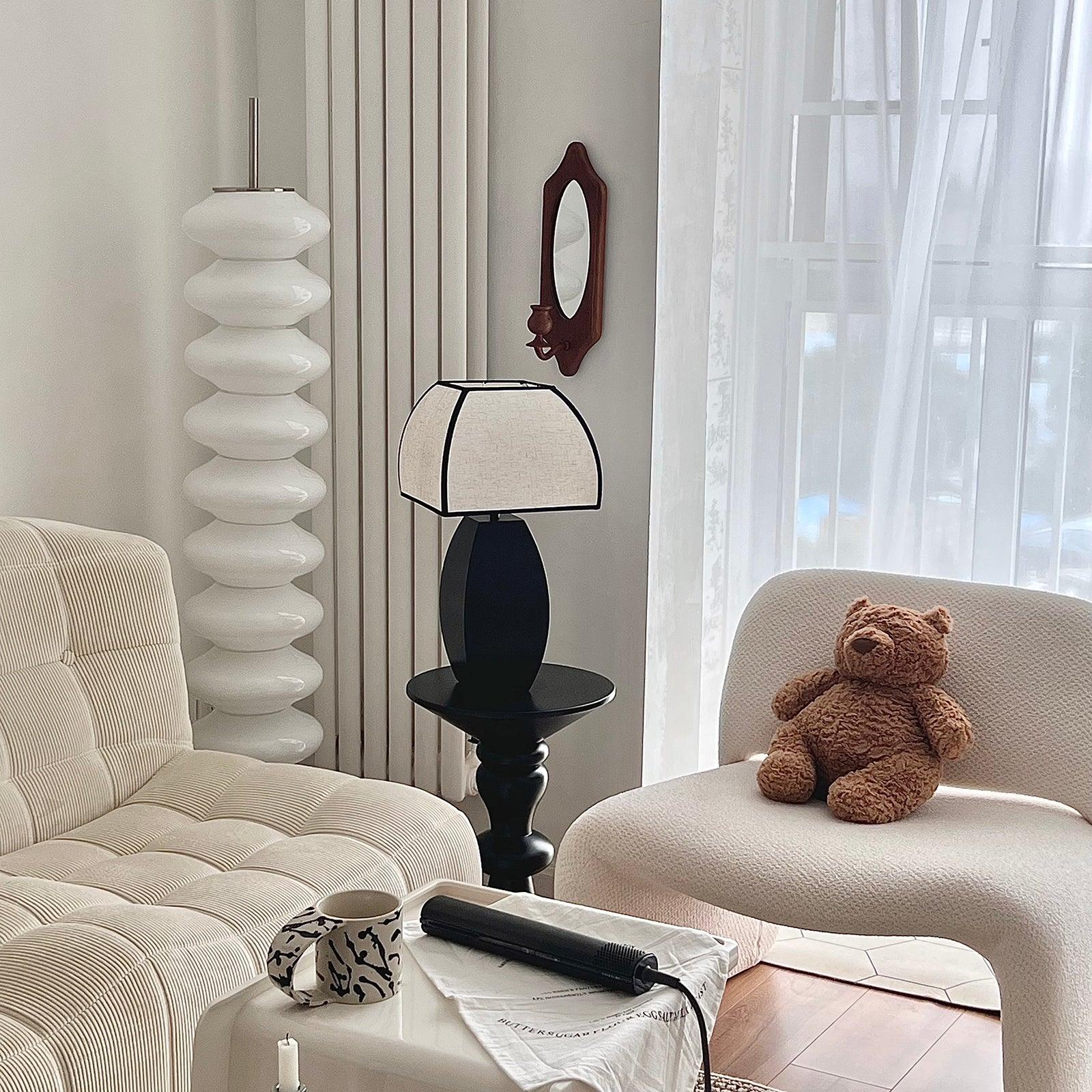 Javier Contemporary Black Metal Table Lamp with White Fabric Shade for Modern Home Decor
