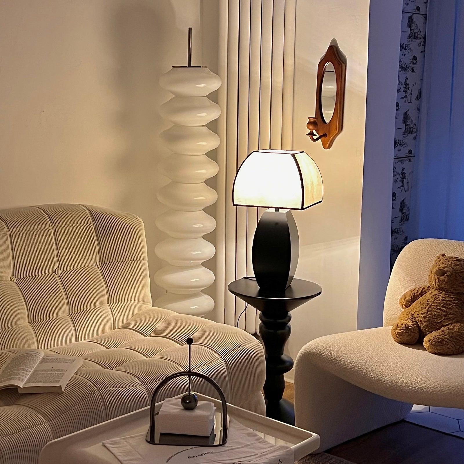 Javier Contemporary Black Metal Table Lamp with White Fabric Shade for Modern Home Decor