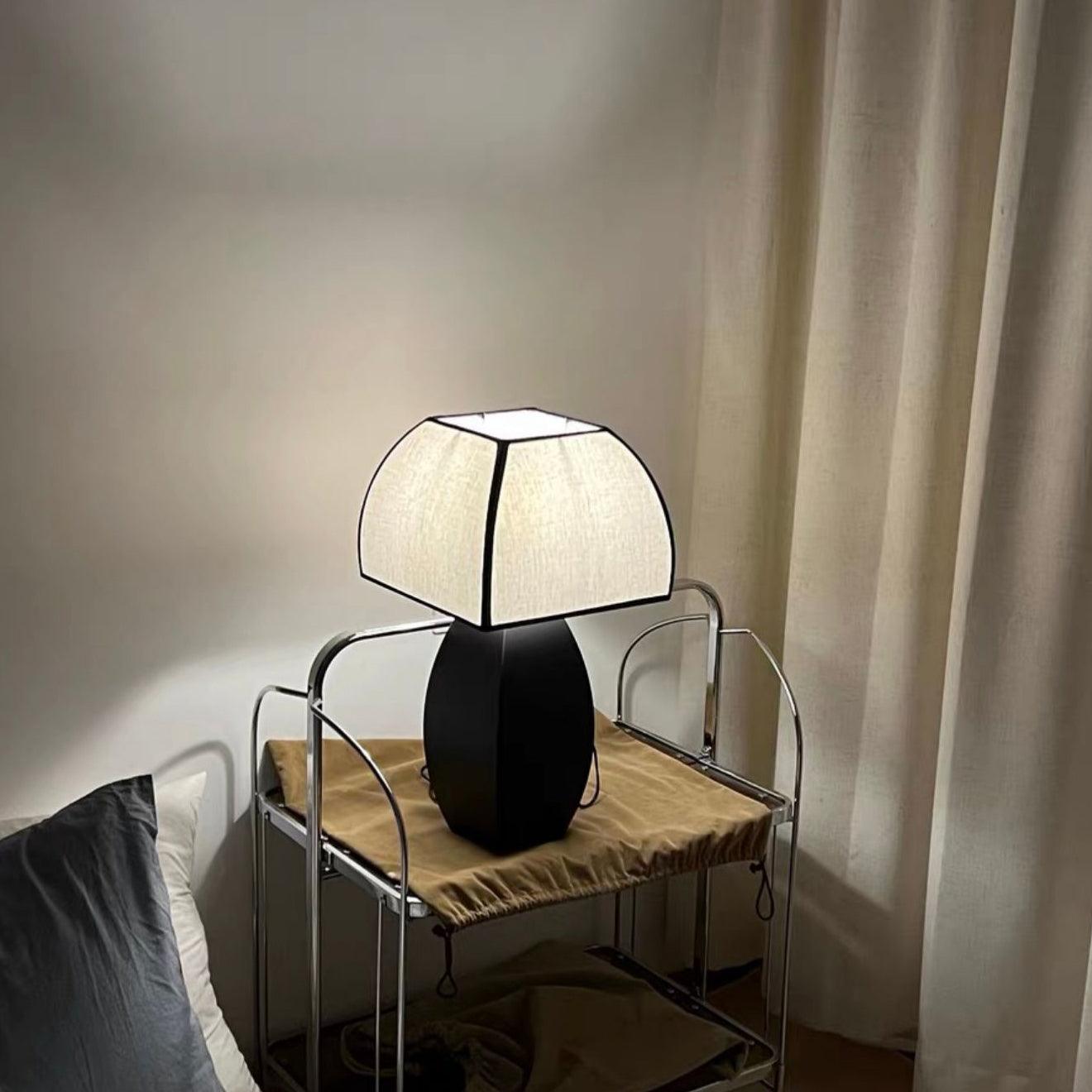 Javier Contemporary Black Metal Table Lamp with White Fabric Shade for Modern Home Decor