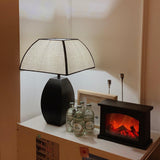Javier Contemporary Black Metal Table Lamp with White Fabric Shade for Modern Home Decor