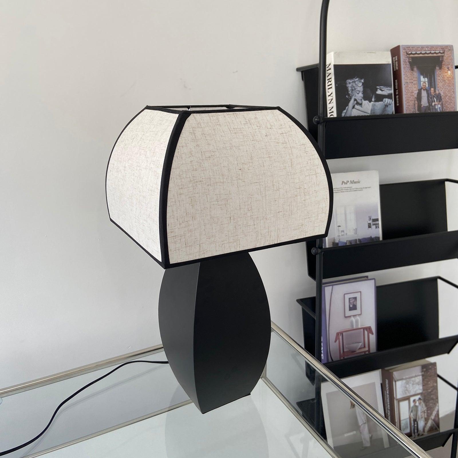 Javier Contemporary Black Metal Table Lamp with White Fabric Shade for Modern Home Decor