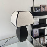 Javier Contemporary Black Metal Table Lamp with White Fabric Shade for Modern Home Decor