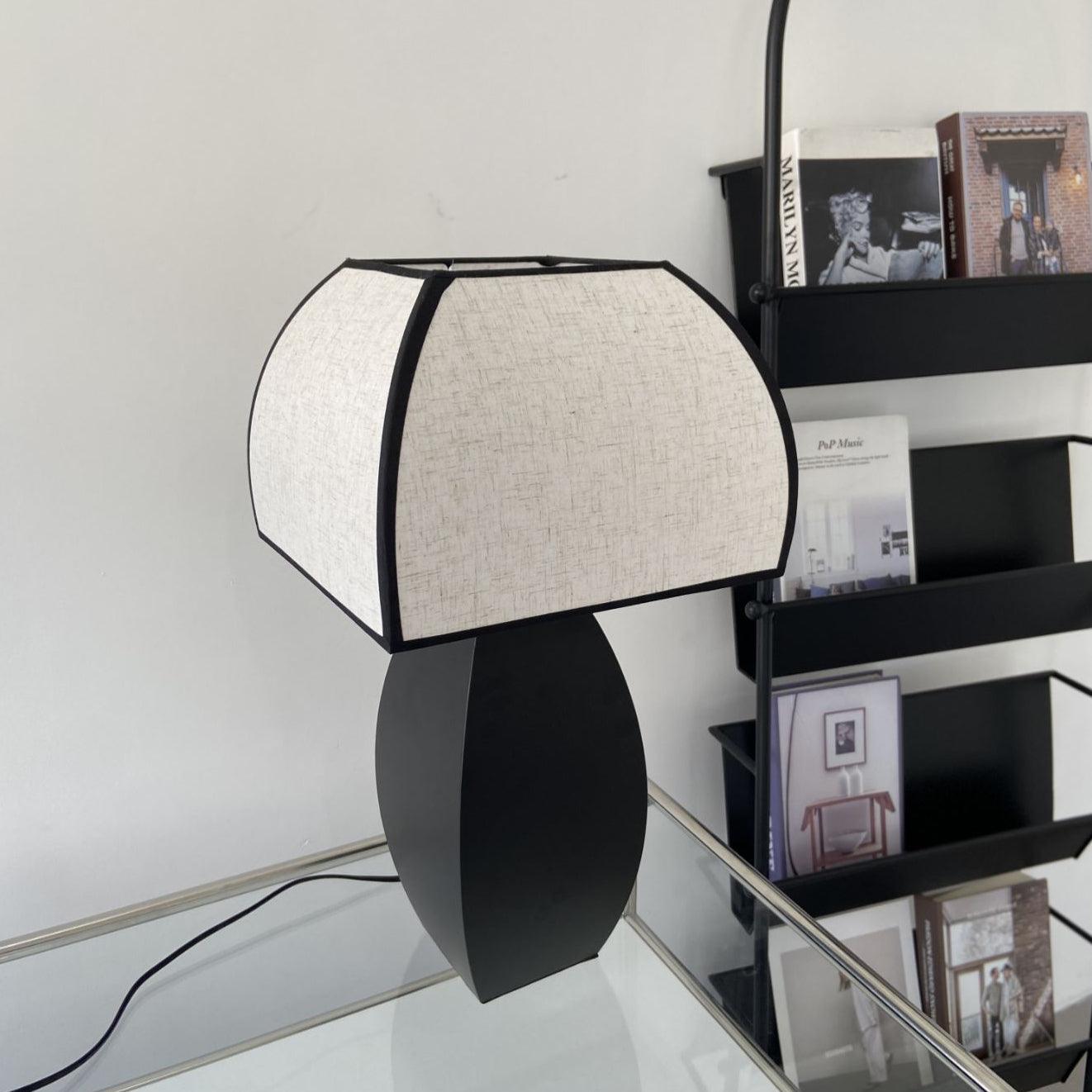Javier Contemporary Black Metal Table Lamp with White Fabric Shade for Modern Home Decor