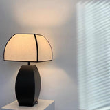 Javier Contemporary Black Metal Table Lamp with White Fabric Shade for Modern Home Decor
