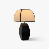 Javier Contemporary Black Metal Table Lamp with White Fabric Shade for Modern Home Decor