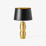 Luxury Gold Cylinder Table Lamp with Black Linen Drum Shade for Modern Decor