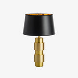 Luxury Gold Cylinder Table Lamp with Black Linen Drum Shade for Modern Decor