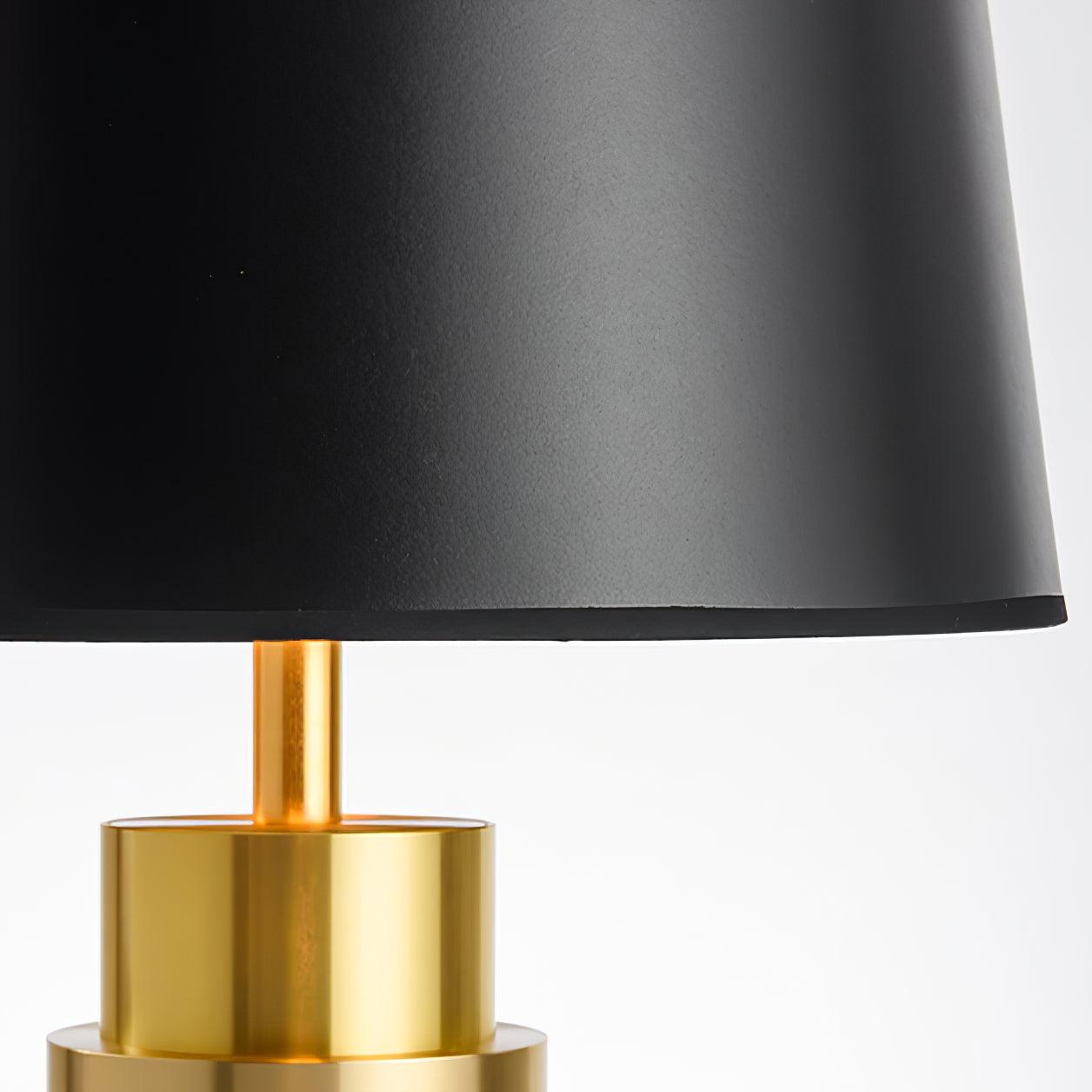 Luxury Gold Cylinder Table Lamp with Black Linen Drum Shade for Modern Decor