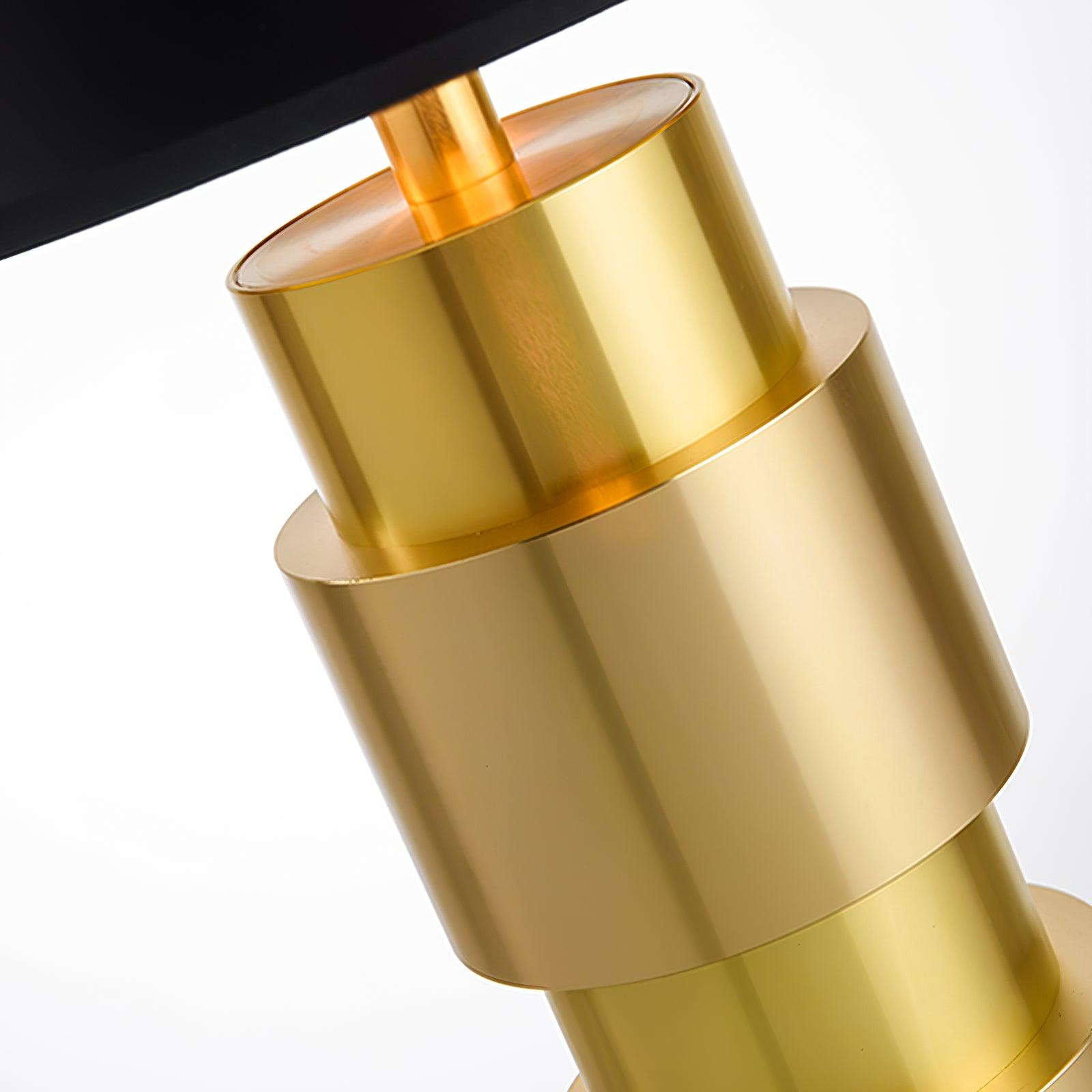 Luxury Gold Cylinder Table Lamp with Black Linen Drum Shade for Modern Decor