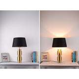 Luxury Gold Cylinder Table Lamp with Black Linen Drum Shade for Modern Decor