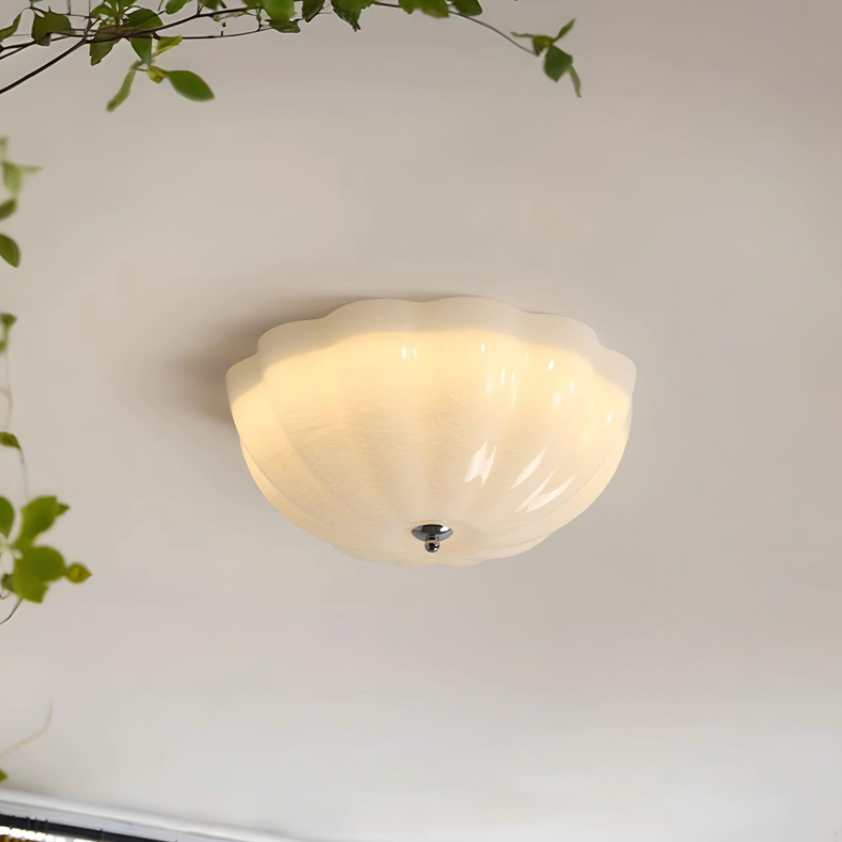 Modern Jelly LED Flush Mount Ceiling Light Fixture with White Glass Shade in Chrome
