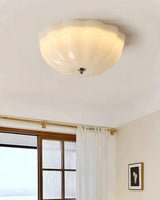 Modern Jelly LED Flush Mount Ceiling Light Fixture with White Glass Shade in Chrome