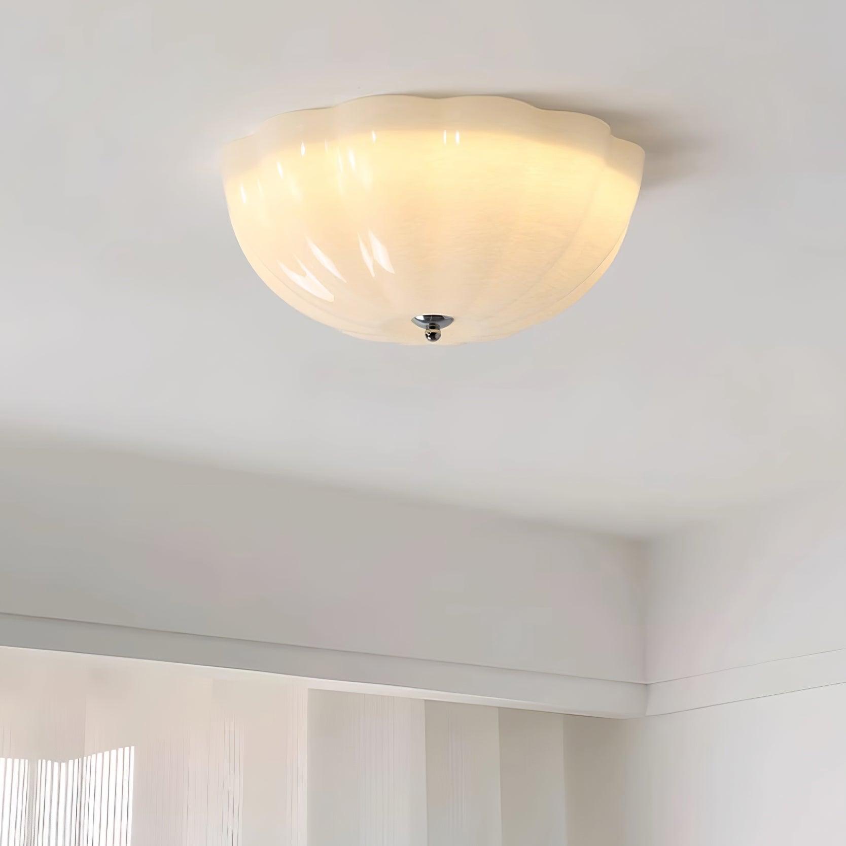 Modern Jelly LED Flush Mount Ceiling Light Fixture with White Glass Shade in Chrome