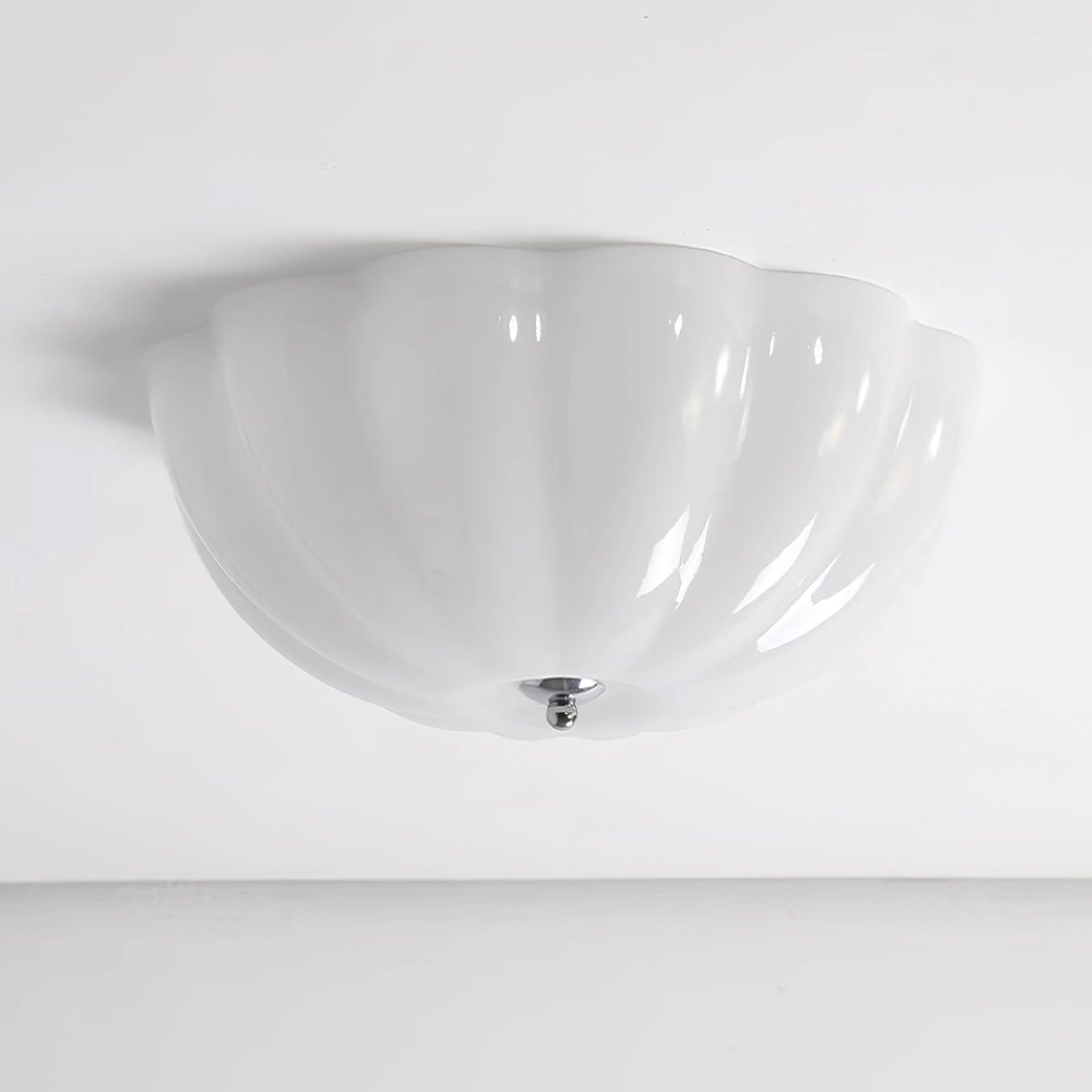 Modern Jelly LED Flush Mount Ceiling Light Fixture with White Glass Shade in Chrome