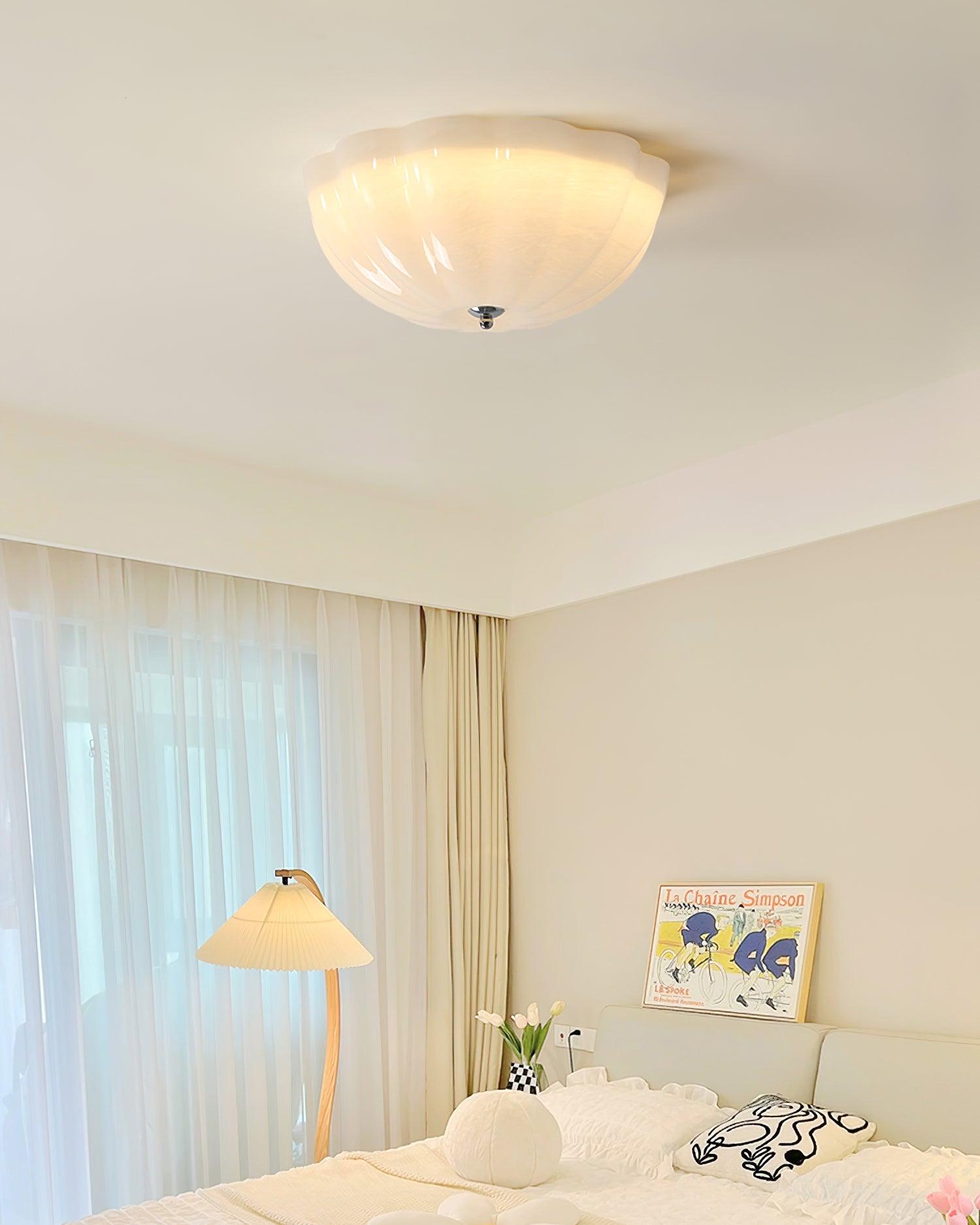 Modern Jelly LED Flush Mount Ceiling Light Fixture with White Glass Shade in Chrome
