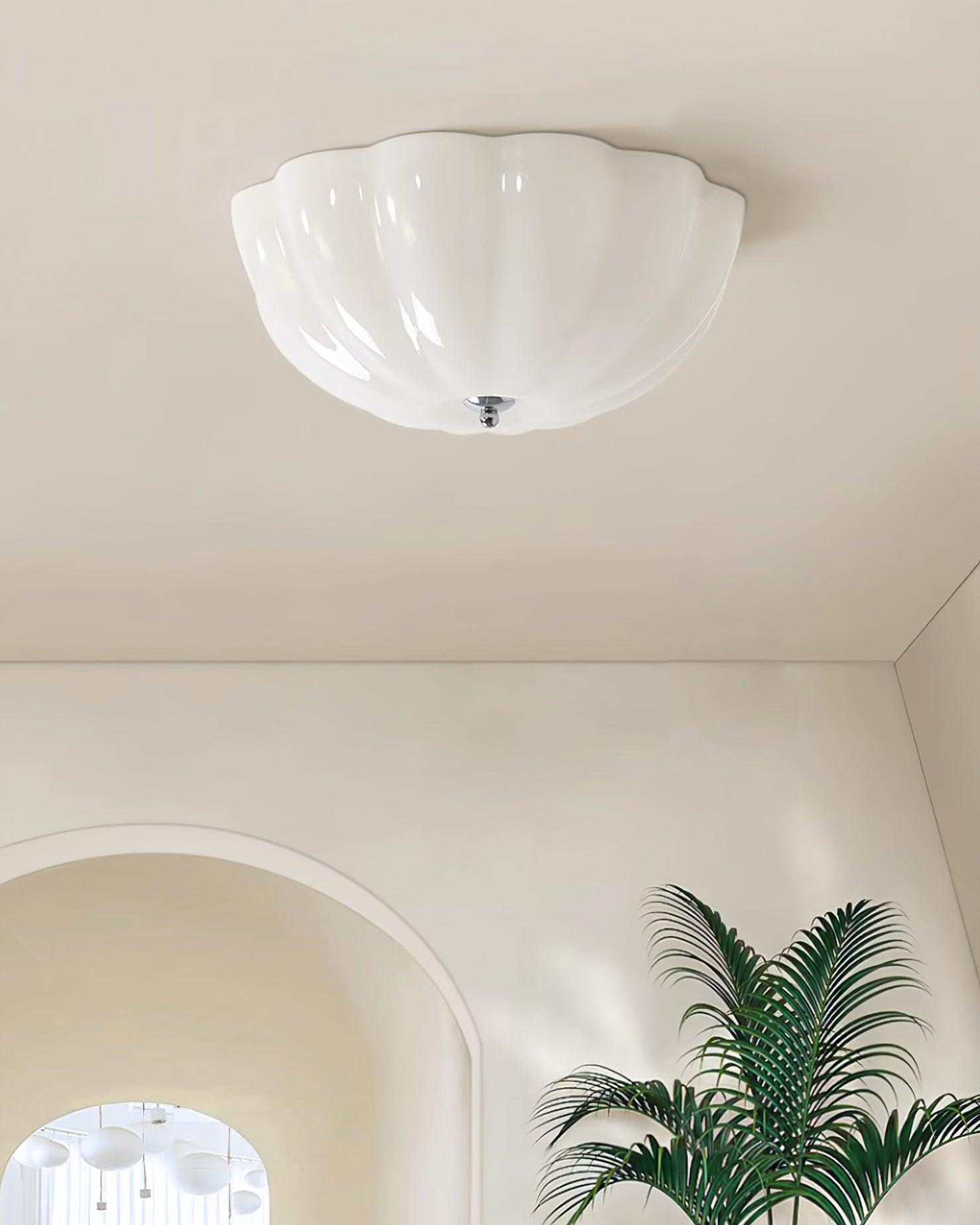 Modern Jelly LED Flush Mount Ceiling Light Fixture with White Glass Shade in Chrome