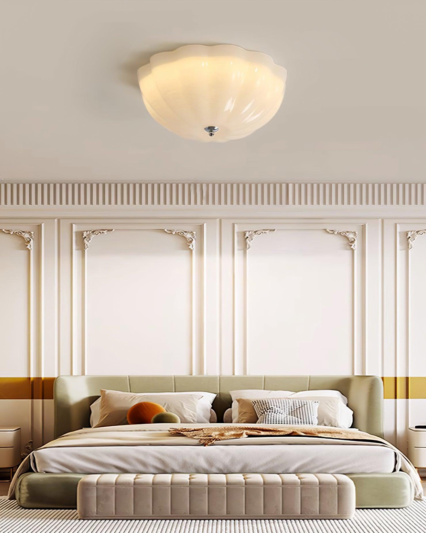Modern Jelly LED Flush Mount Ceiling Light Fixture with White Glass Shade in Chrome