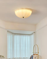 Modern Jelly LED Flush Mount Ceiling Light Fixture with White Glass Shade in Chrome