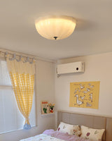 Modern Jelly LED Flush Mount Ceiling Light Fixture with White Glass Shade in Chrome