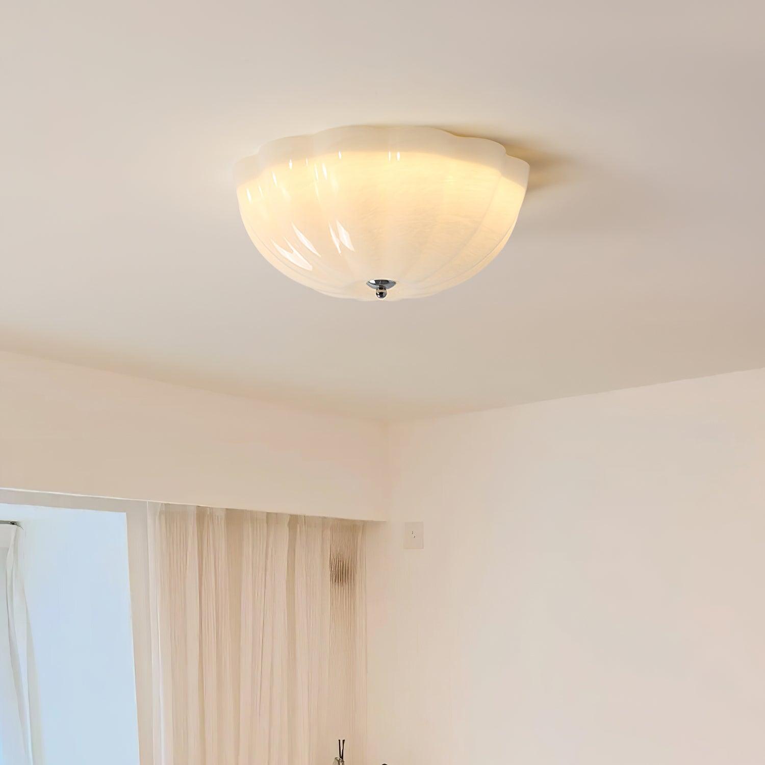 Modern Jelly LED Flush Mount Ceiling Light Fixture with White Glass Shade in Chrome