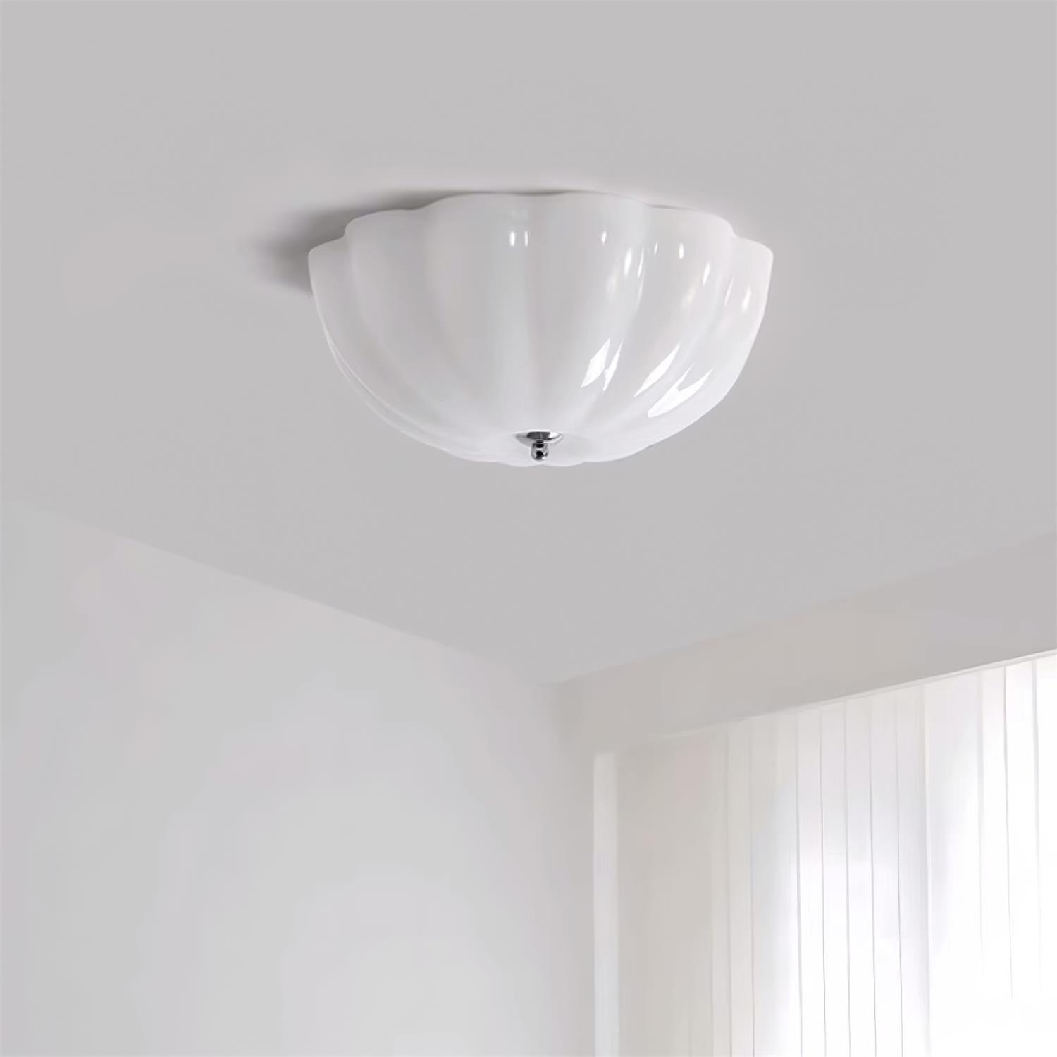 Modern Jelly LED Flush Mount Ceiling Light Fixture with White Glass Shade in Chrome