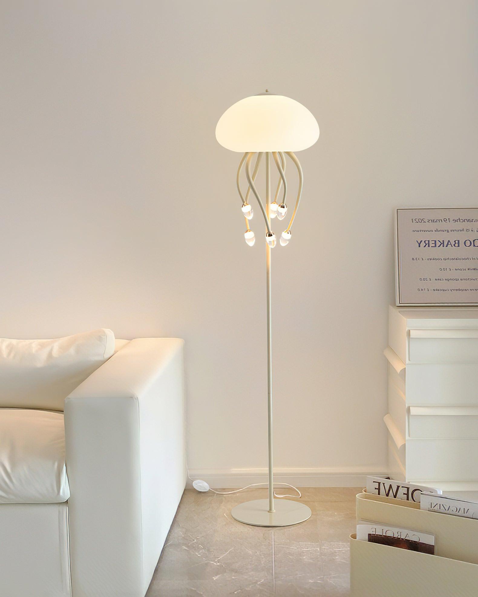 Contemporary Jellyfish Multi Head LED Floor Lamp with Acrylic Shades