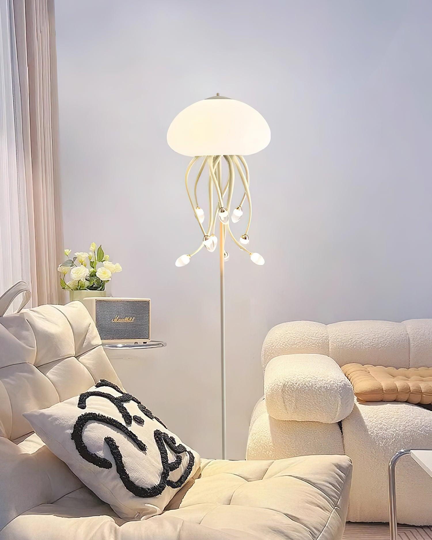 Contemporary Jellyfish Multi Head LED Floor Lamp with Acrylic Shades