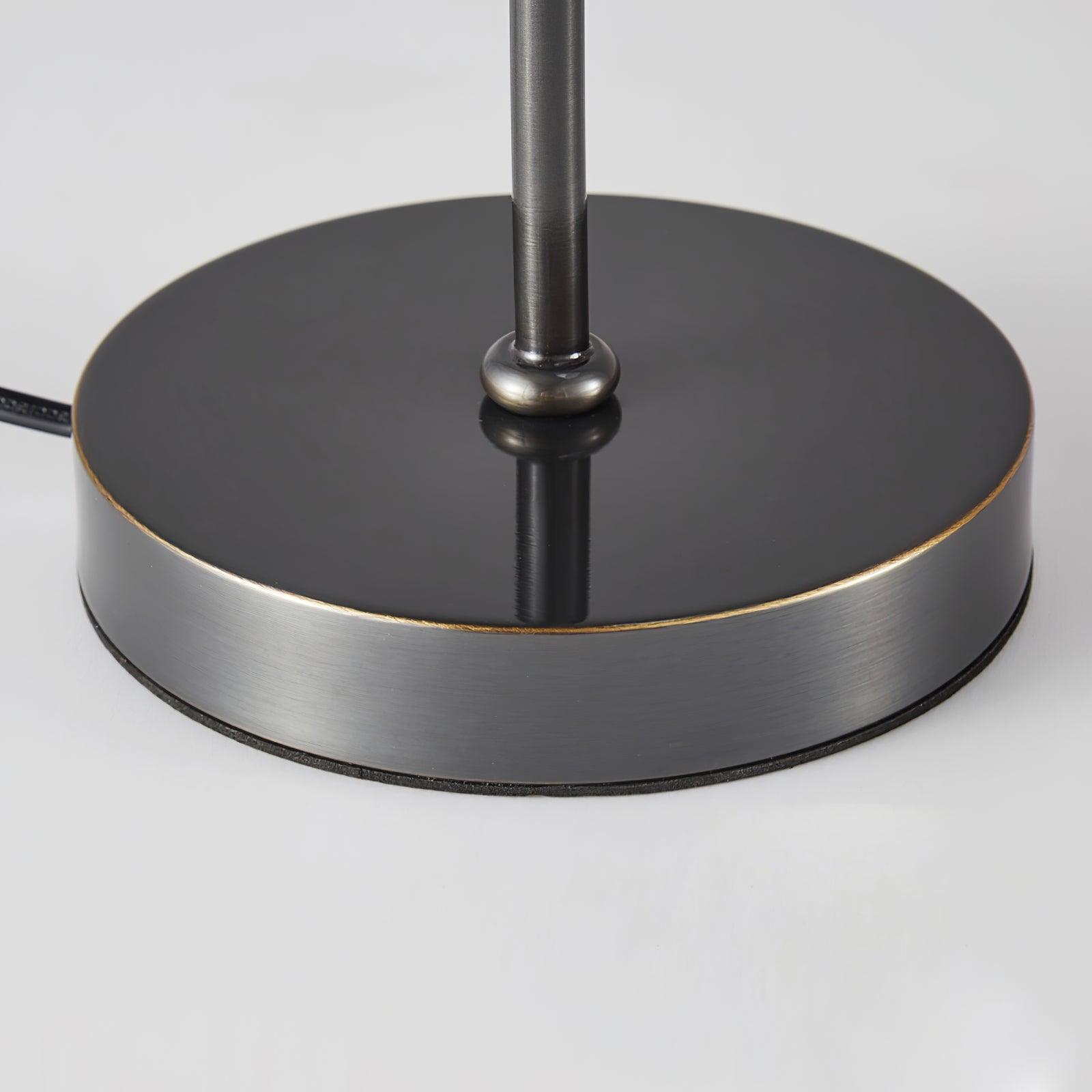 Modern Brass and Black Table Lamp with White Fabric Shade for Bedside Table