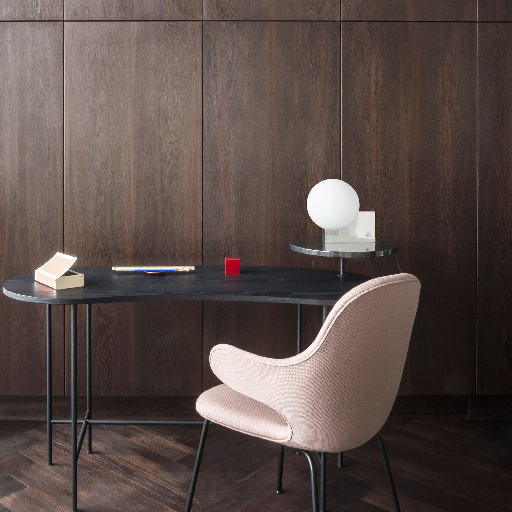 Modern Fusion Geometric Accent Table Lamp with Opaline Glass Orb and Metal Frame