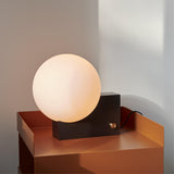 Modern Fusion Geometric Accent Table Lamp with Opaline Glass Orb and Metal Frame