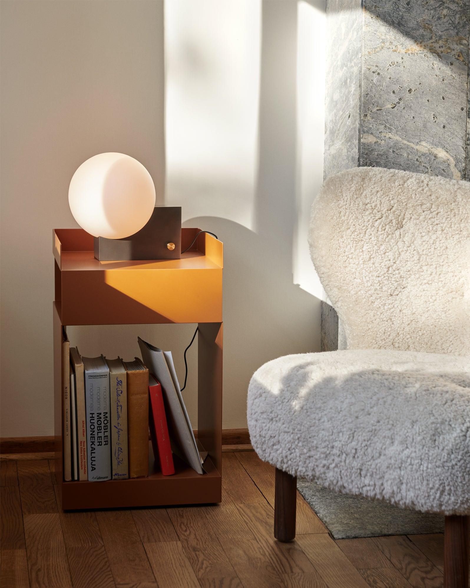 Modern Fusion Geometric Accent Table Lamp with Opaline Glass Orb and Metal Frame