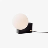 Modern Fusion Geometric Accent Table Lamp with Opaline Glass Orb and Metal Frame