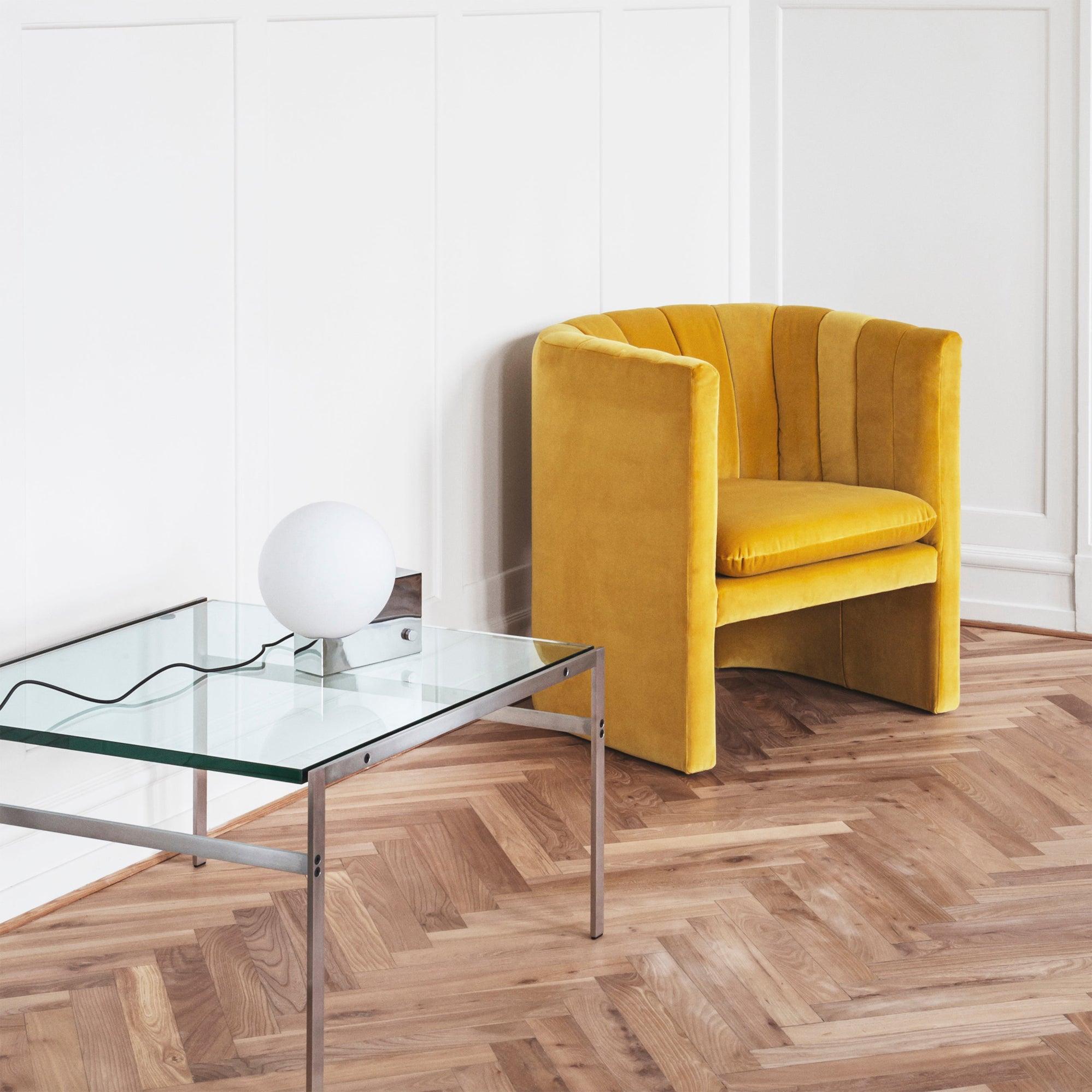 Modern Fusion Geometric Accent Table Lamp with Opaline Glass Orb and Metal Frame