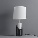 Jude Modern Marble Brass Table Lamp with Fabric Shade for Luxury Home Office and Bedside Lighting