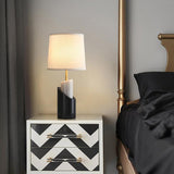 Jude Modern Marble Brass Table Lamp with Fabric Shade for Luxury Home Office and Bedside Lighting