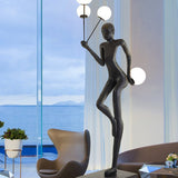 Modern Juggling Sculptor Standing Floor Lamp with Illuminated Glass Spheres